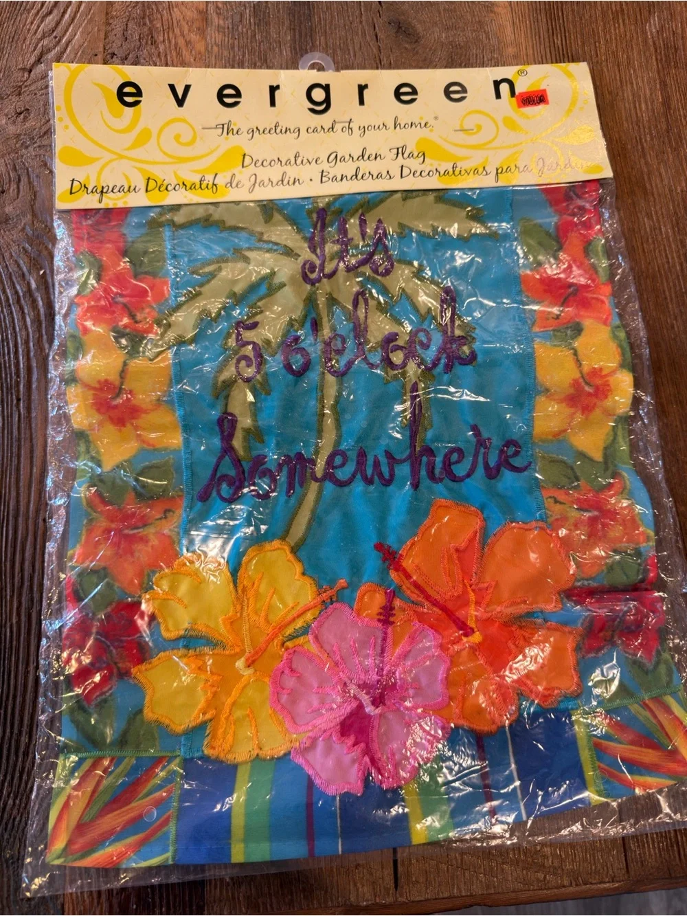 Evergreen 'It's 5 O'Clock Somewhere' Tropical Blue Decorative Garden Flag